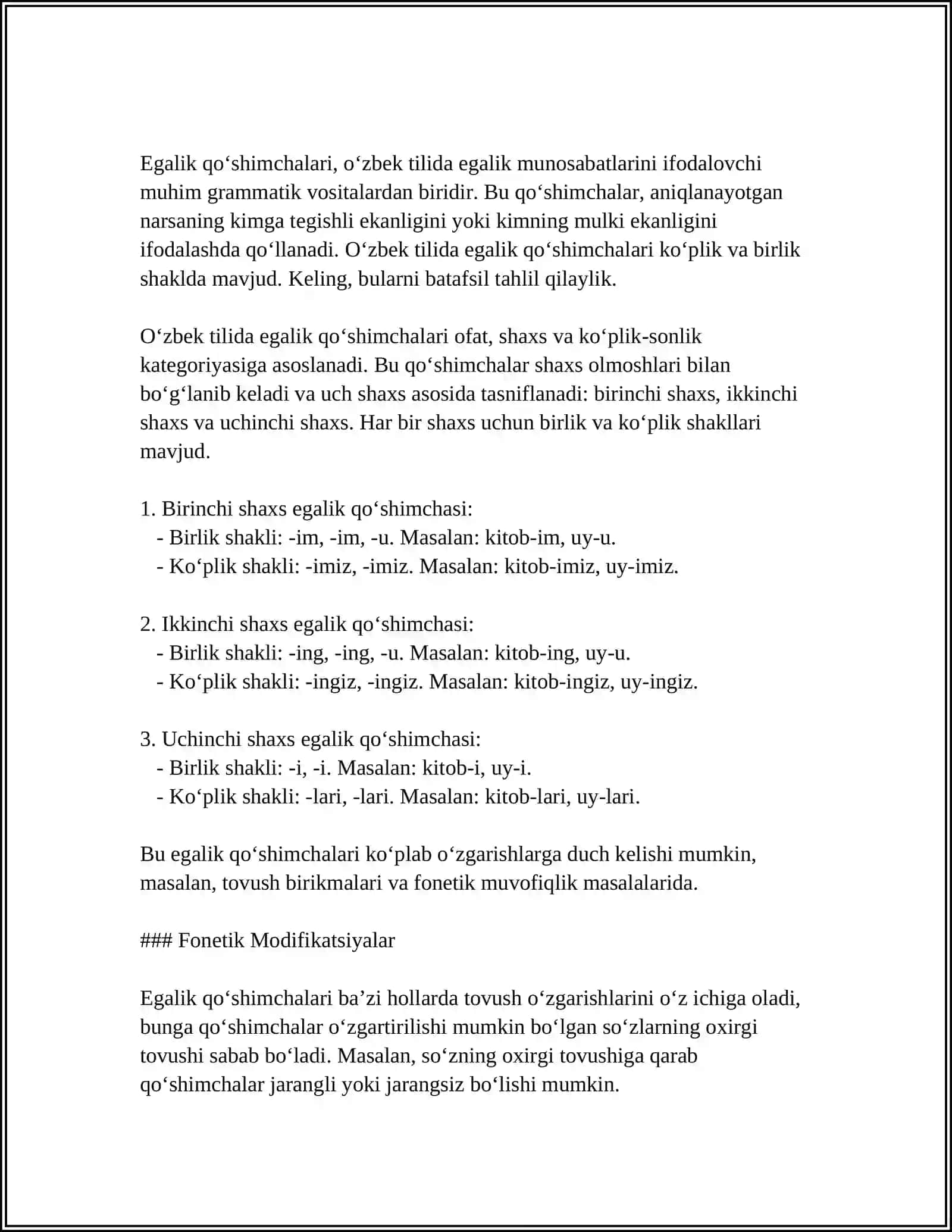 Egalik qo'shimchalari 4