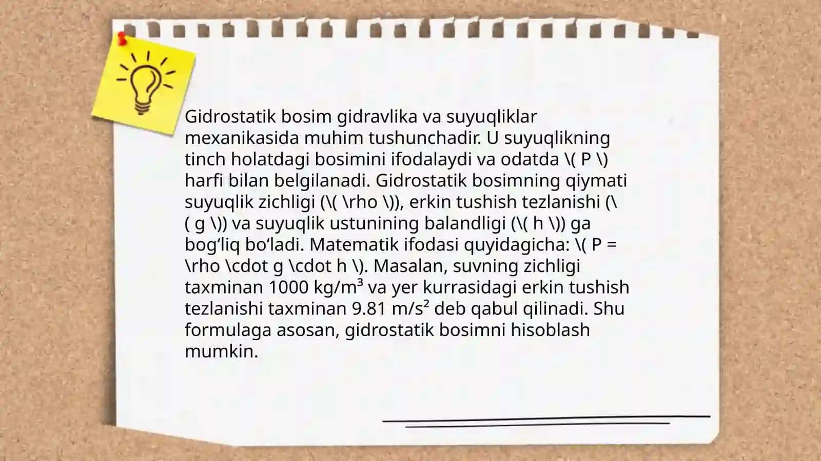 Bosim va gidrostatik bosim 4