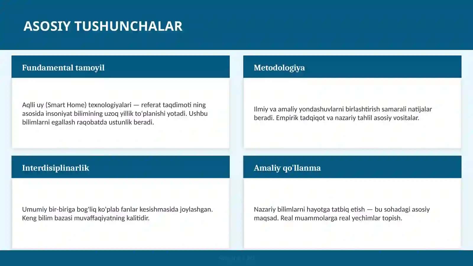 Aqlli uy (Smart Home) texnologiyalari — referat taqdimoti 4