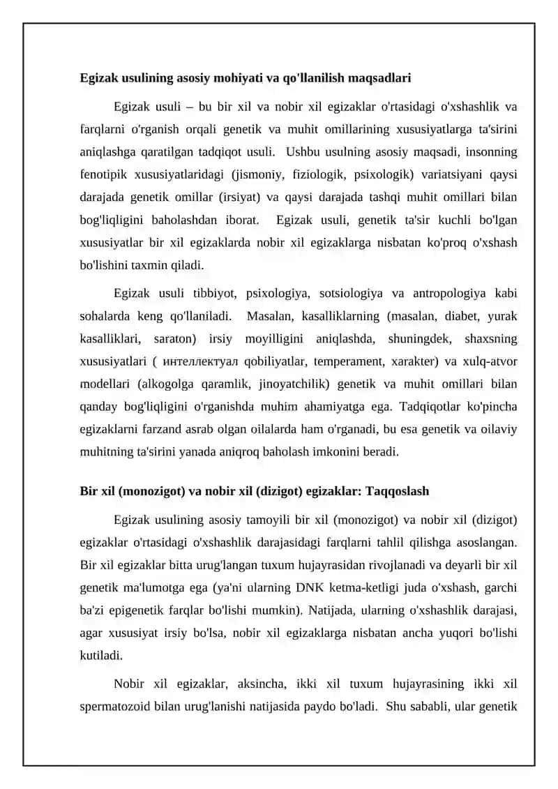 Egizaklar usulini chuqurroq tushuntirib bering (misollar bilan) 4