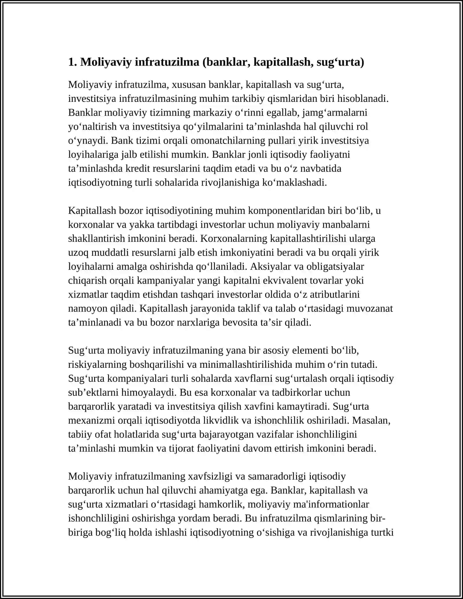 INVESTITSIYA INFRATUZILMASI TURLARI 4