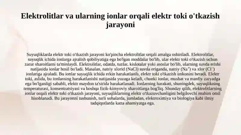 Suyuqliklarda elektr toki 4