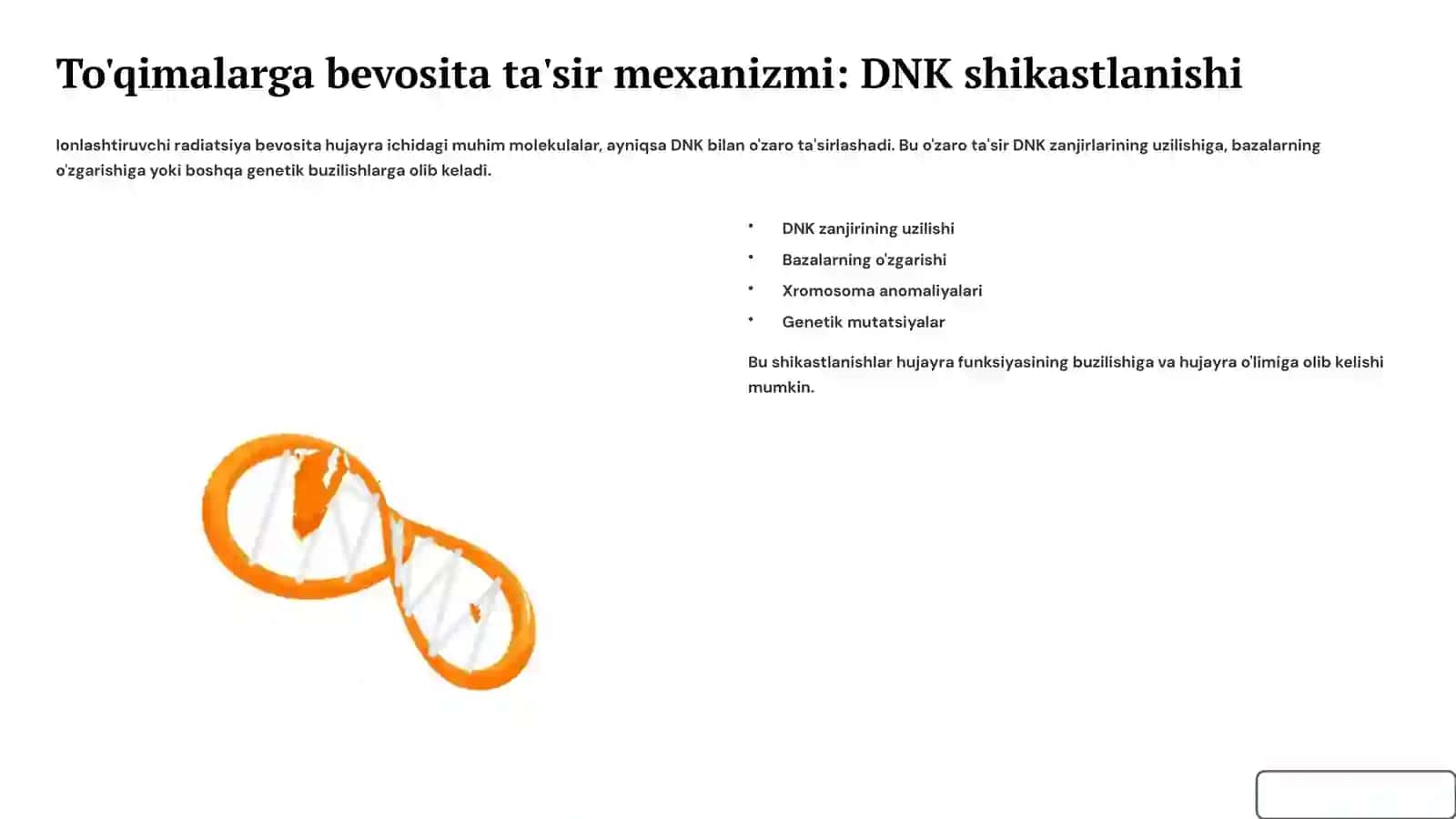 Radiatsiyaning to'qimaga bevosita va vositali ta'siri 4