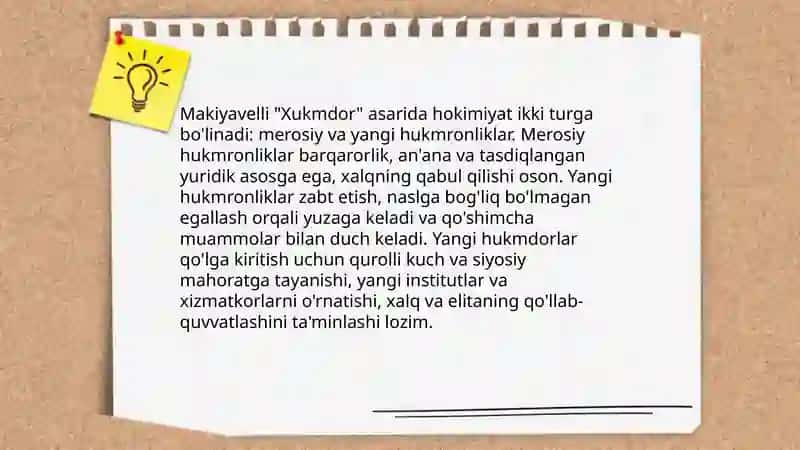 Makiavellining "Xukmdor" asari 4