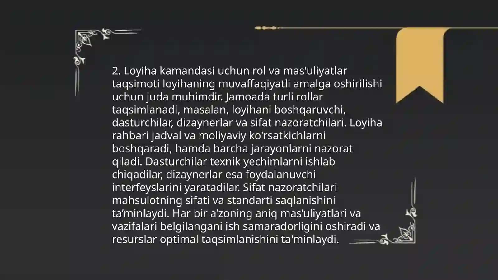 Loyiha kamandasini kamandani shakllantirish va rivojlantirish 4