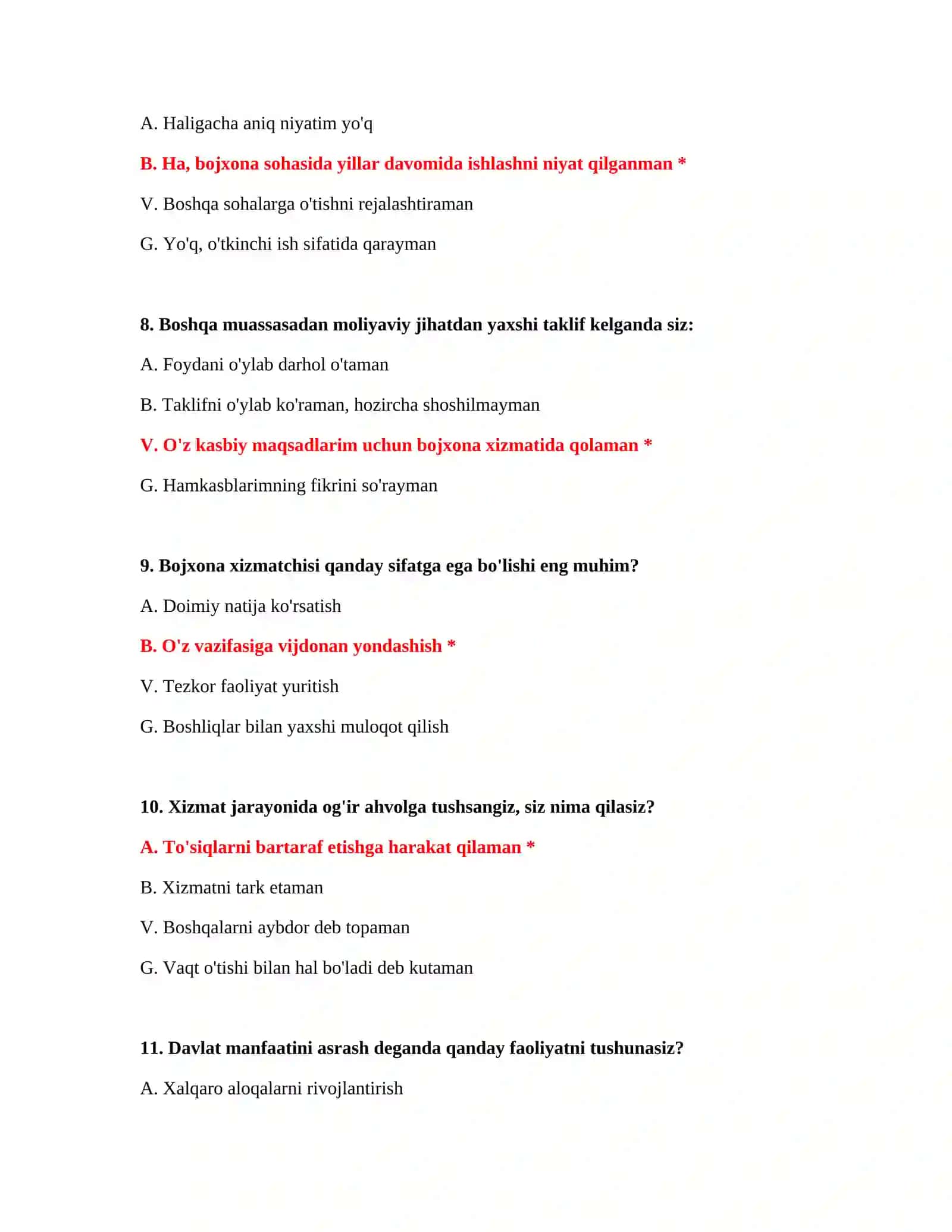 BOJXONA AKADEMIYASI IMTIHONGA TAYYORLANISH PSIXOLOGIK BAHOLASH 4