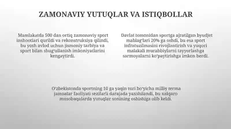 O'Zbekiston Respublikasi jismoniy tarbiya va bolalar bolalar sportini rivojlantirish 4