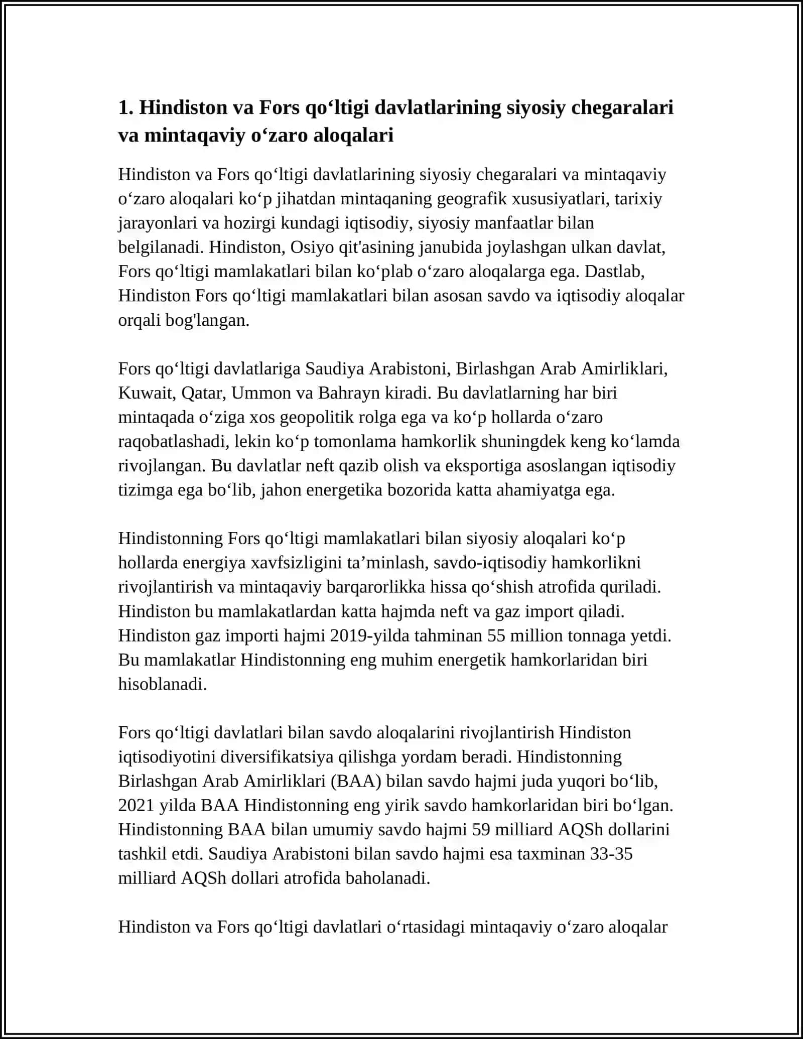 HINDISTON VA FORS QOʻLTIGʻI DAVLATLARI SIYOSIY XARITASI BILAN ISHLASH 4