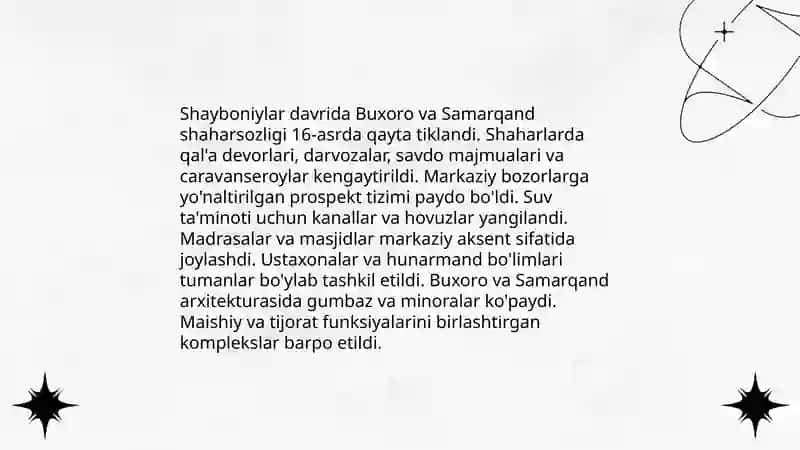 Shayboniylar davri madaniyati san'at 4