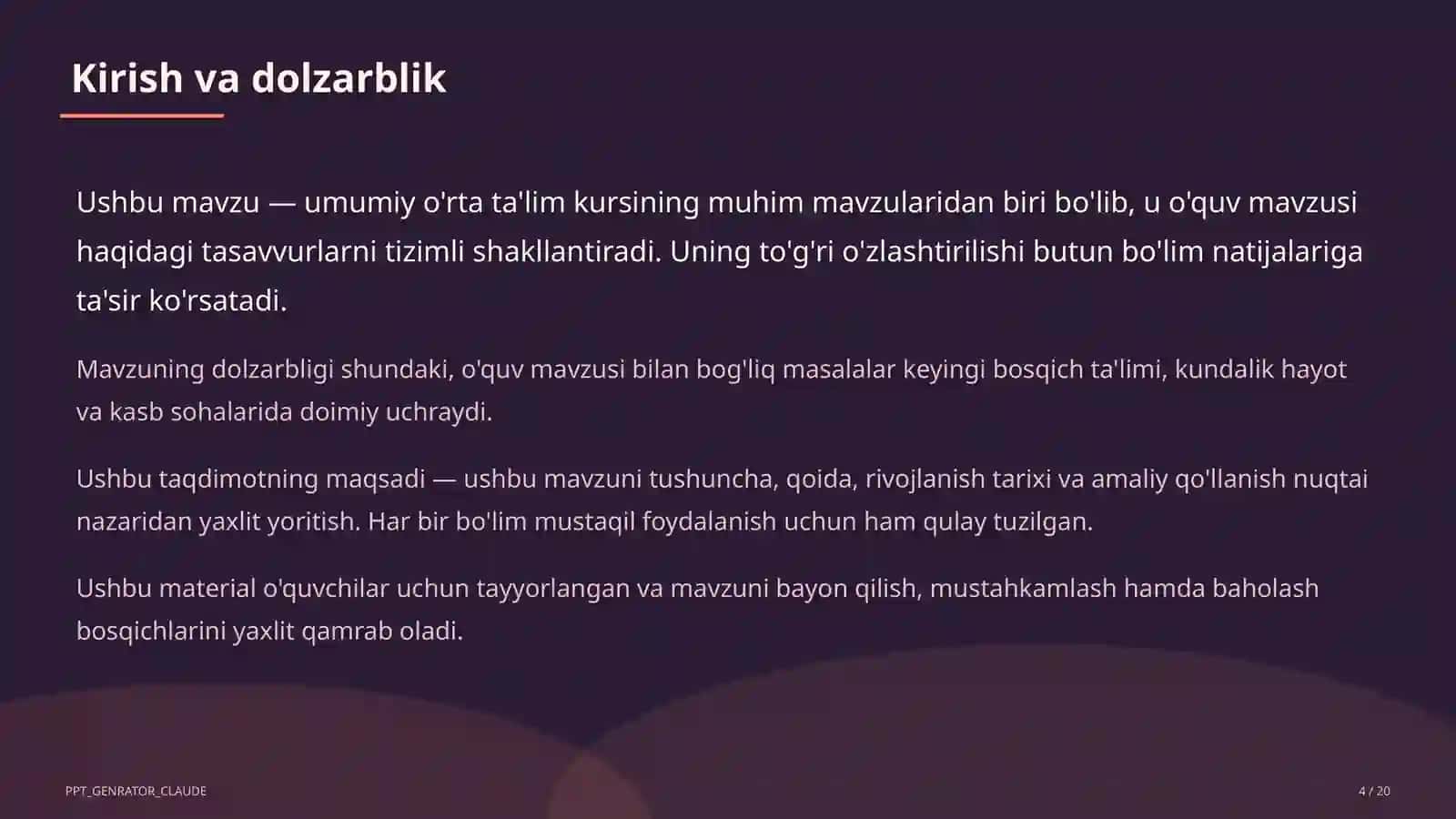 Algebra va geometriyani yagona "Matematika" fani sifatida o'qitish 4