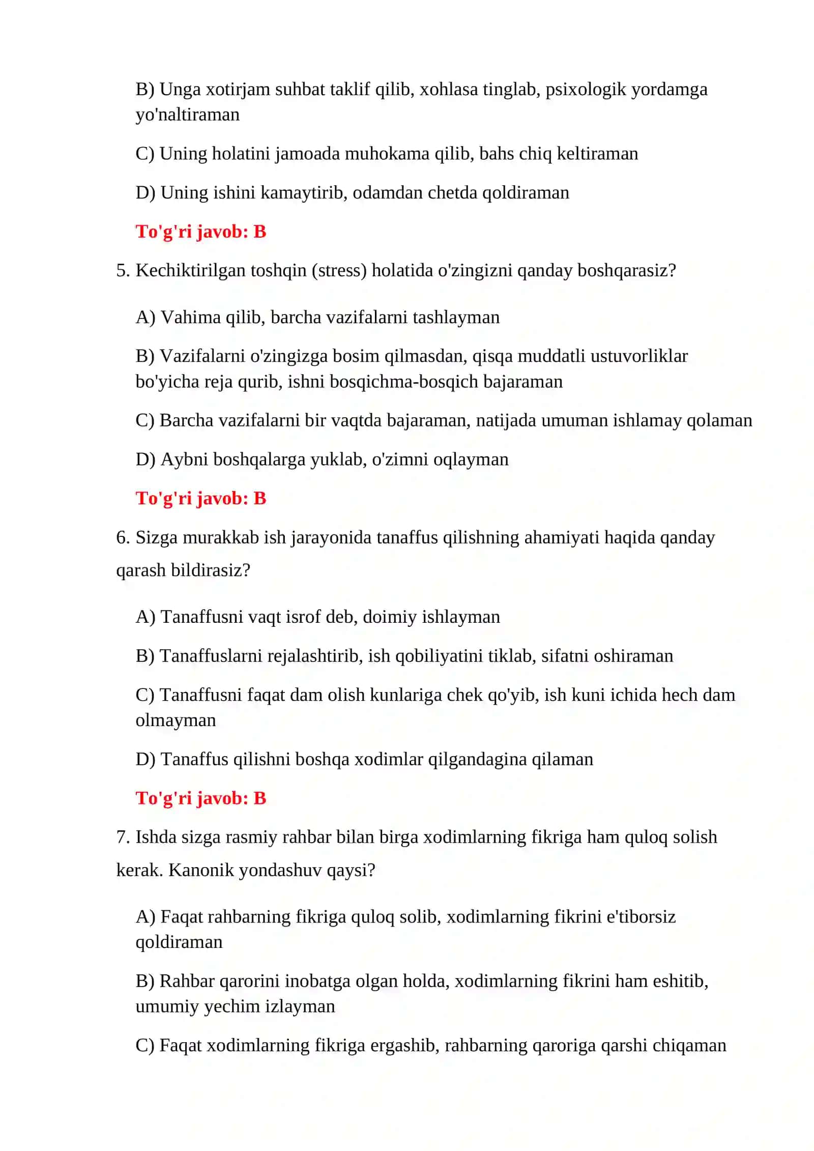 BOJXONA PSIXOLOGIK TAYYORGARLIK TESTLARI 4