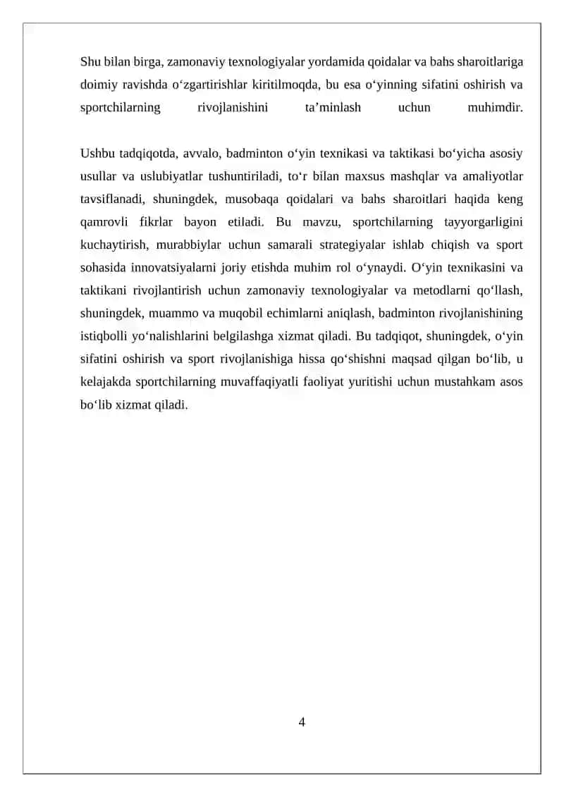 BADMINTON O'YIN TEXNIKASI VA TAKTIKASI 4