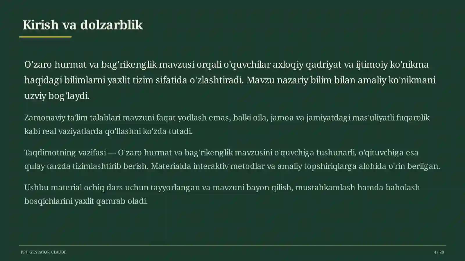 O'zaro hurmat va bag'rikenglik (7-sinf) 4