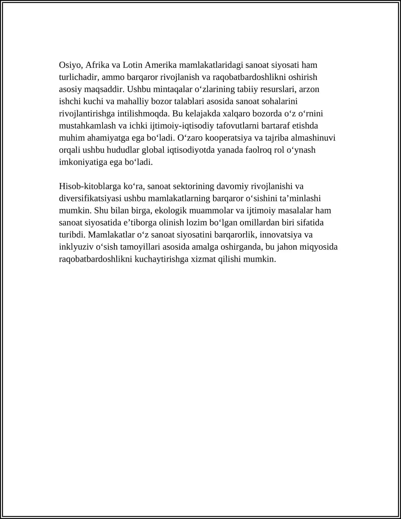 OSIYO, AFRIKA VA LOTIN AMERIKA MAMLAKATLARI RIVOJLANISHINING ASOSIY YO‘NALISHLARI 4