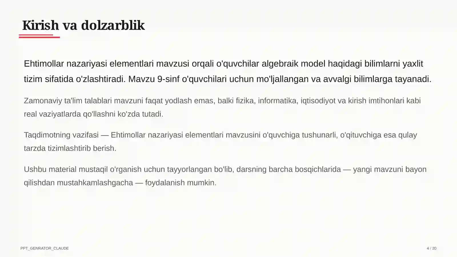 Ehtimollar nazariyasi elementlari (9-sinf) 4