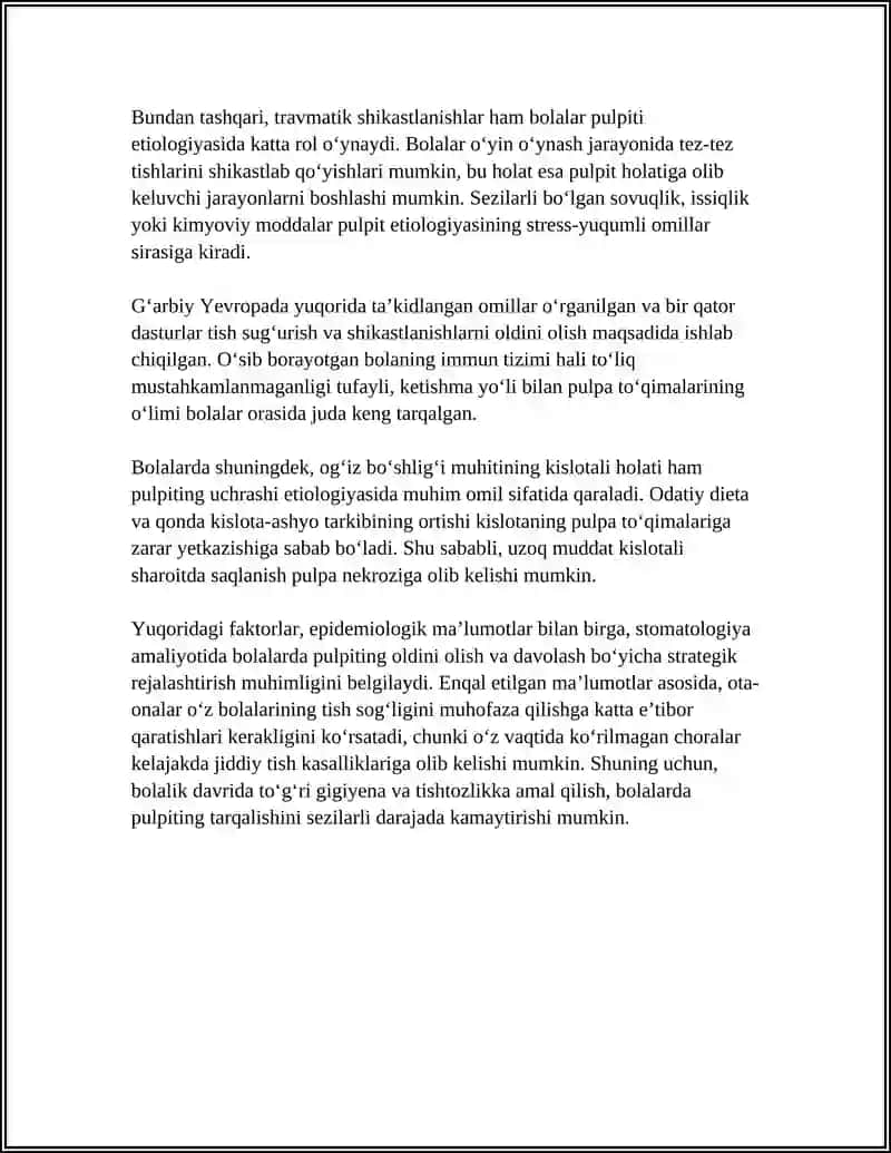 Bolalarda kechadigan pulpiting epidemiologiyasi va etiologiyasi 4