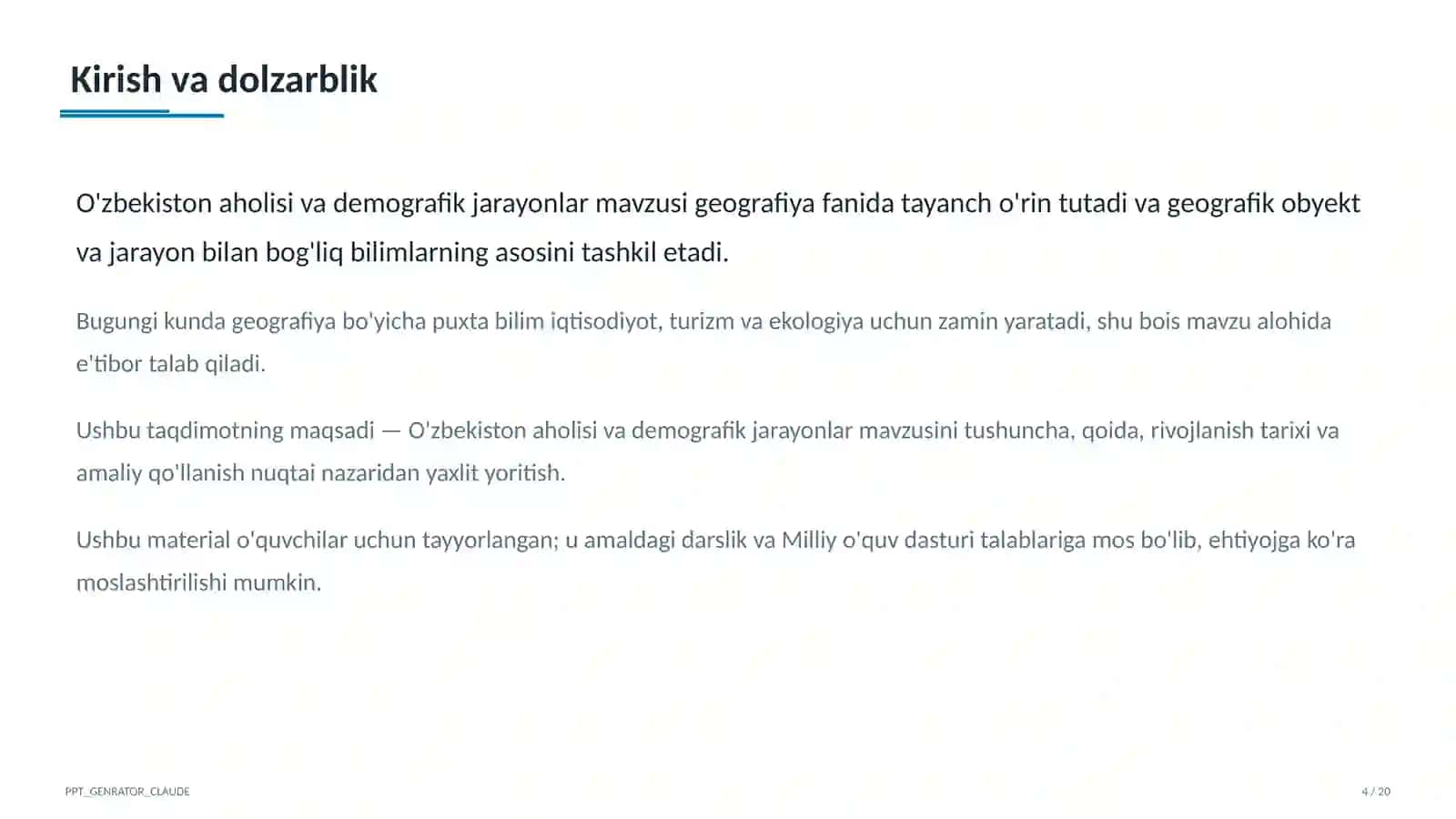 O'zbekiston aholisi va demografik jarayonlar (9-sinf) 4
