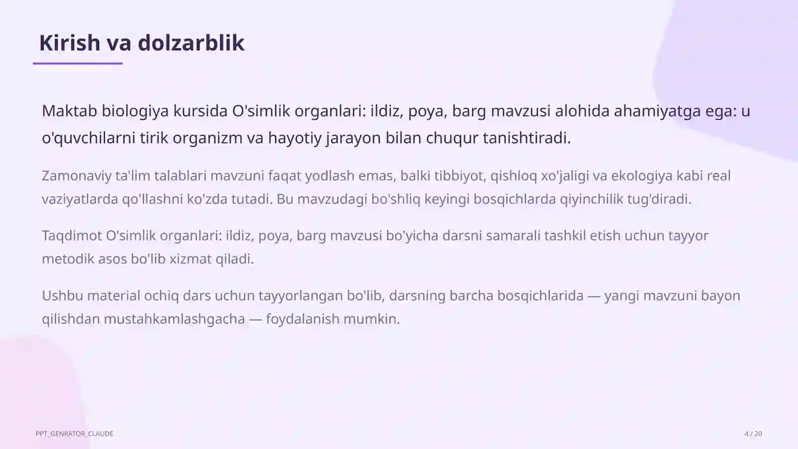O'simlik organlari: ildiz, poya, barg (5-sinf) 4