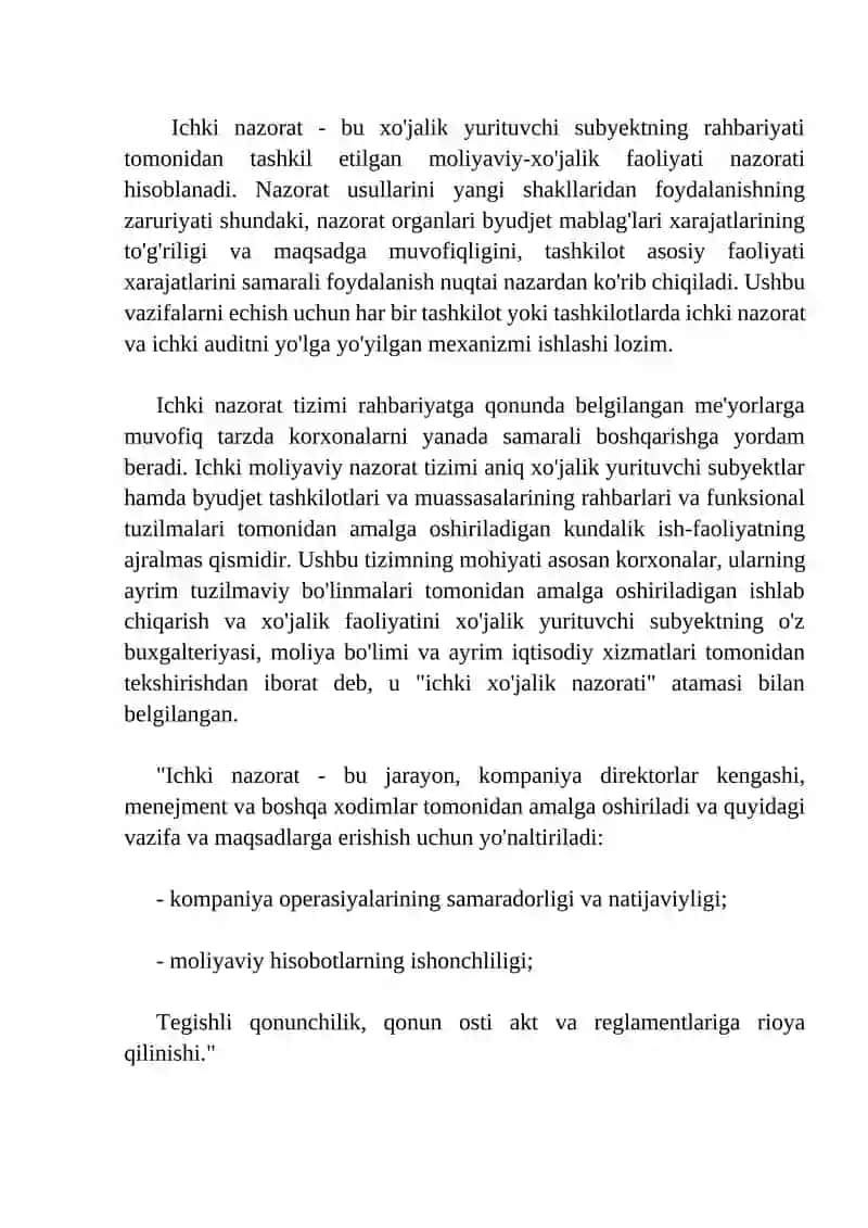 Korxona faoliyatida nazorat tizimini tashkil etish 4
