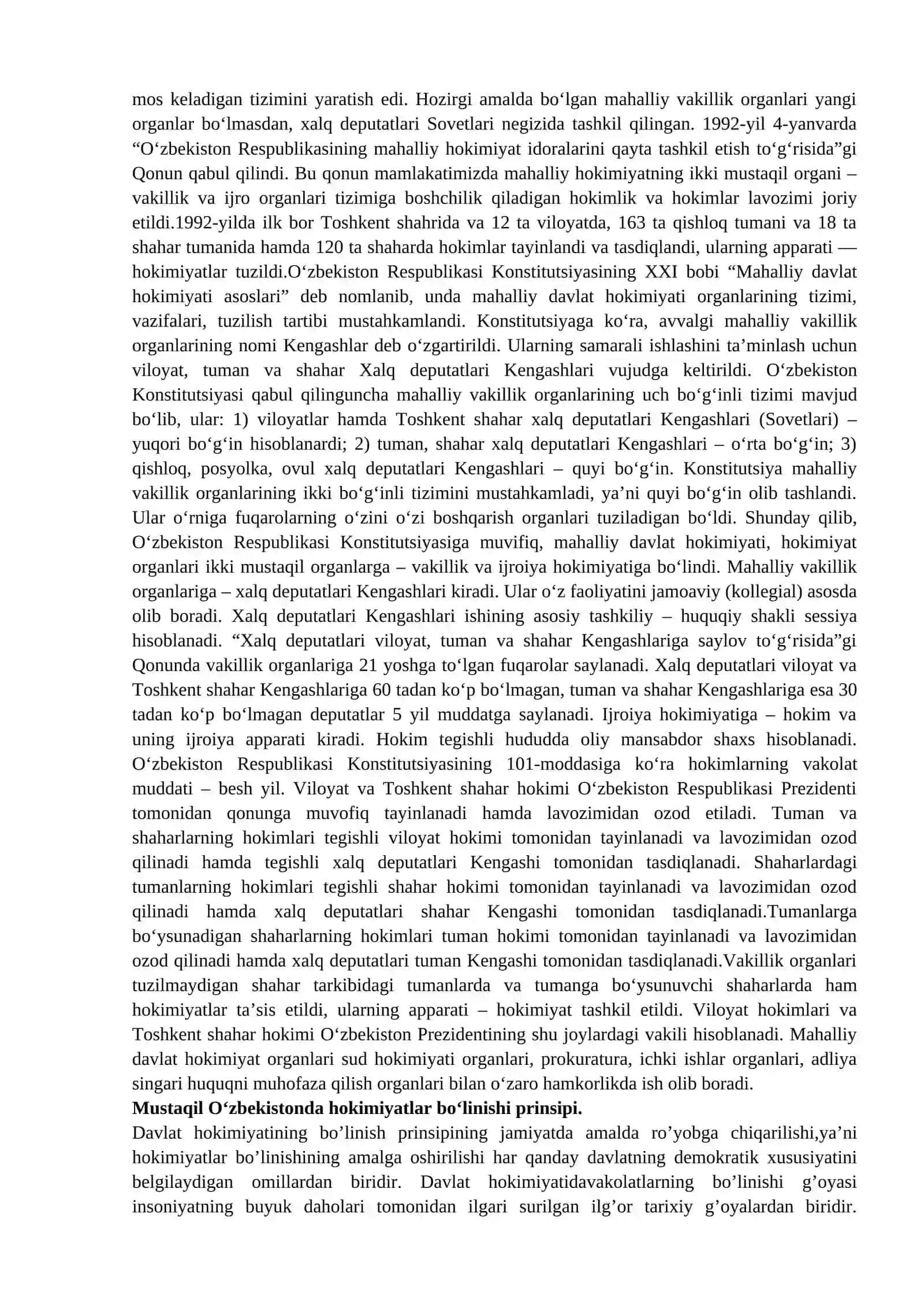 O‘zbekistonda demokratik,fuqarolik jamiyati asoslarining shakllanishi, amalga oshirilgan siyosiy islohotlar 4
