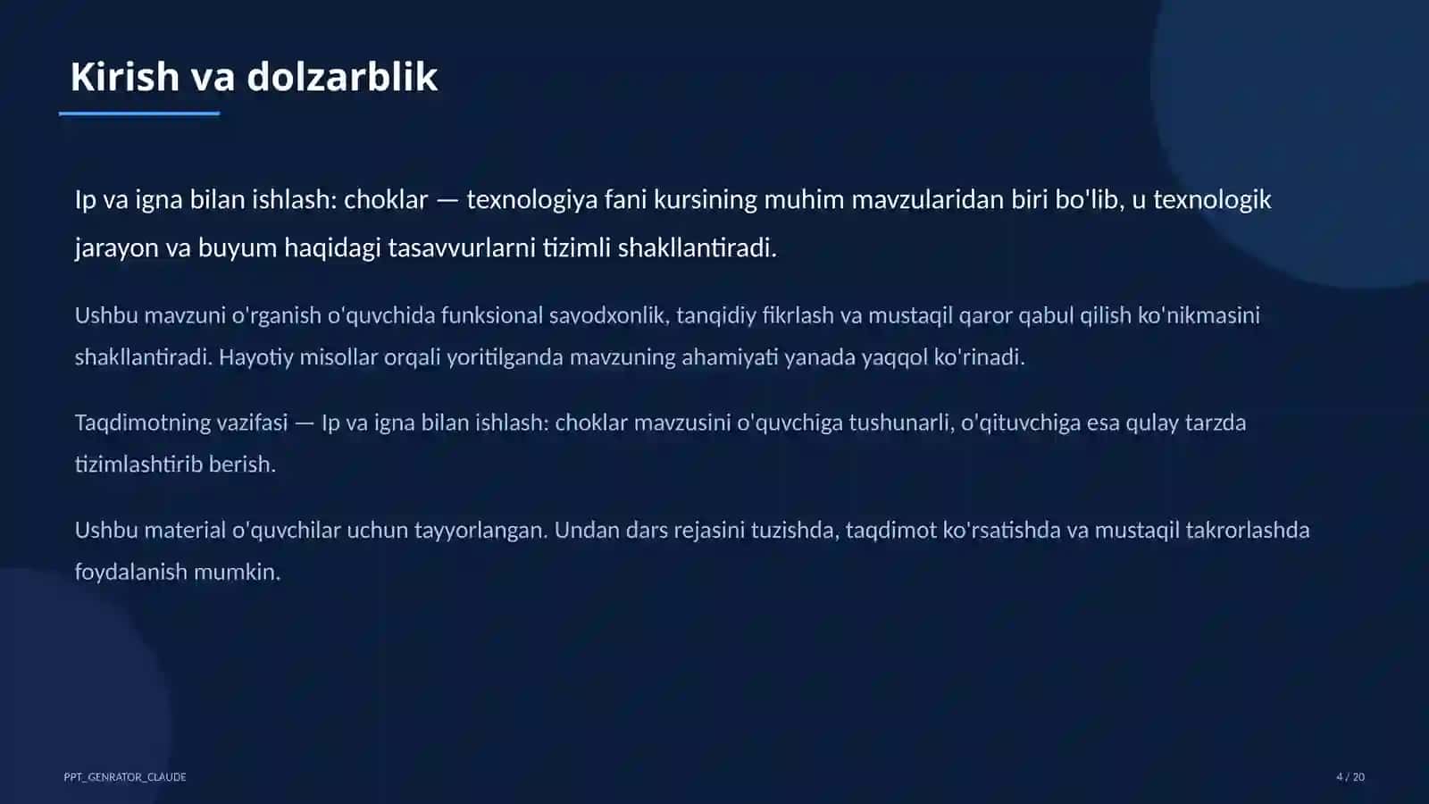 Ip va igna bilan ishlash: choklar (3-sinf) 4