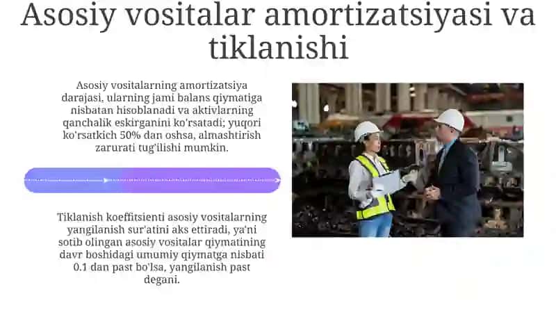 Korxonada asosiy vositalardan foydalanishning samaradorlik darajasi tahlili 4