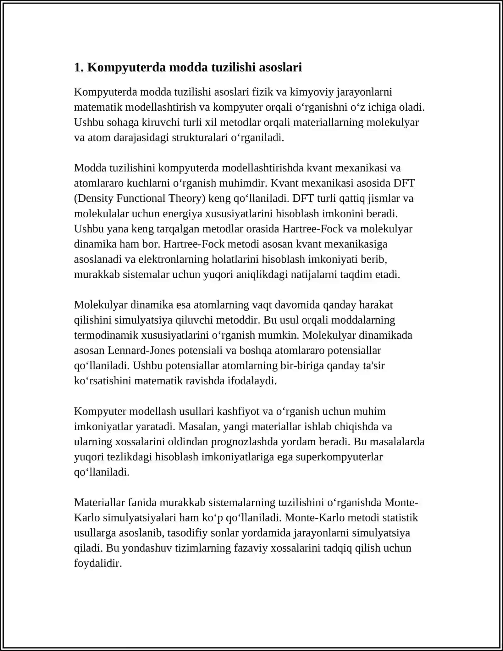 KOMPYUTERDA MODDA TUZILISHI VA UNDA YUZ BERADIGAN JARAYONLARNI MODELLASHTIRISH BOSQICHLAR 4