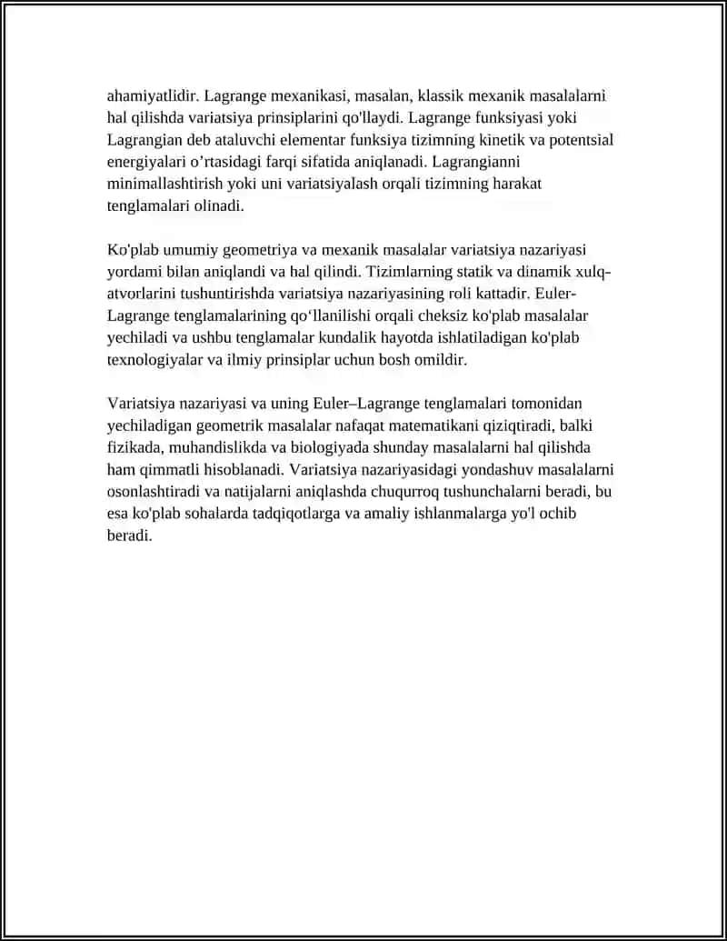 EKSTREMUMLAR NAZARIYASINING GEOMETRIYA VA MEXANIK MASALALARGA TATBIQLARI 4