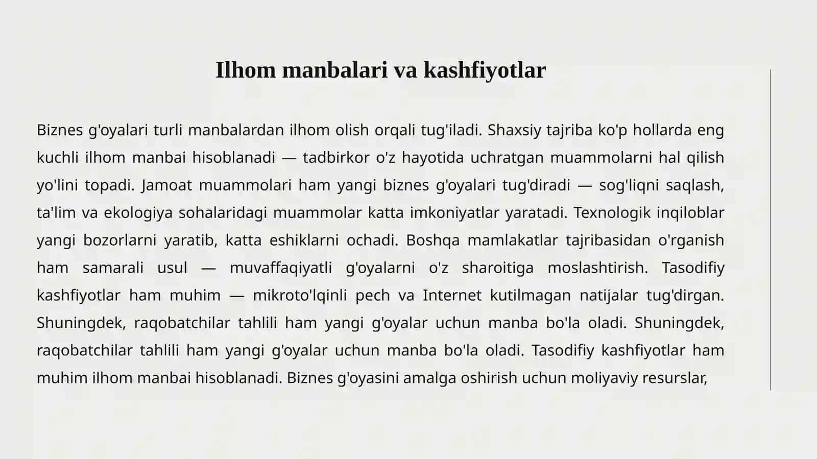 Biznes g'oyalarni shakllantirish 4