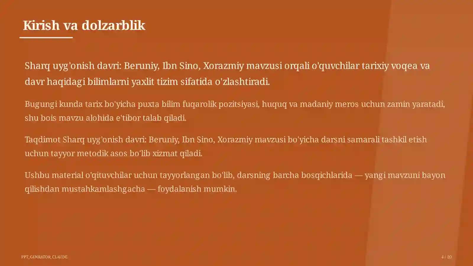 Sharq uyg'onish davri: Beruniy, Ibn Sino, Xorazmiy (7-sinf) 4