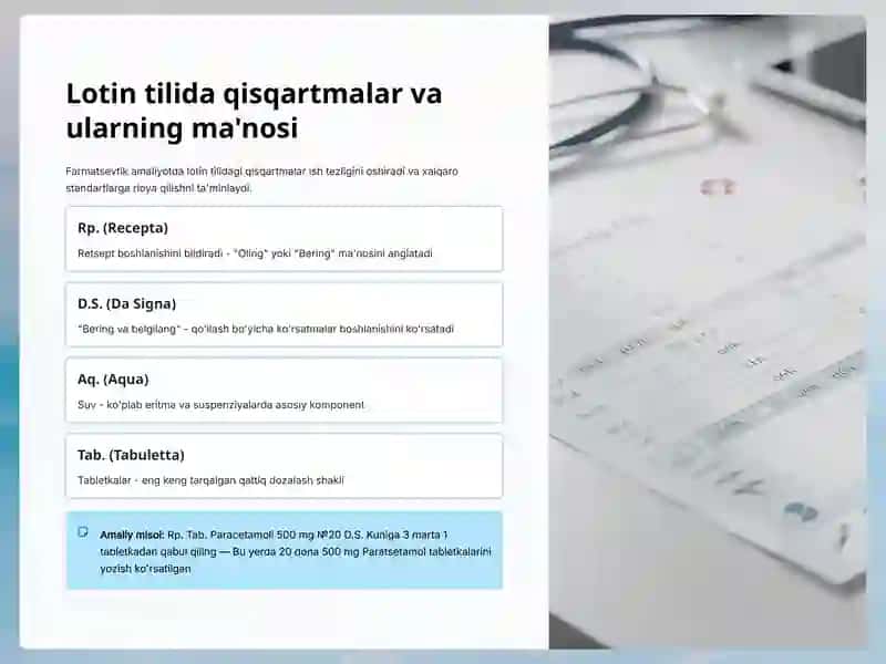 Retsepturaning tuzilishi va lotin tili: Farmatsevtik asoslar 4