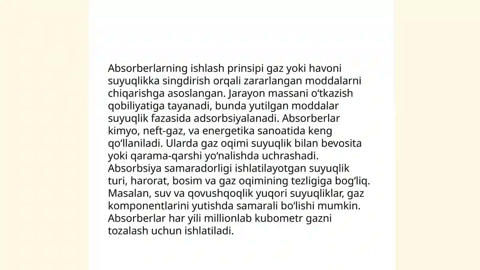 Sulfat kislota ishlab chiqarishidagi absorberning tuzilishi va ishlashi 4