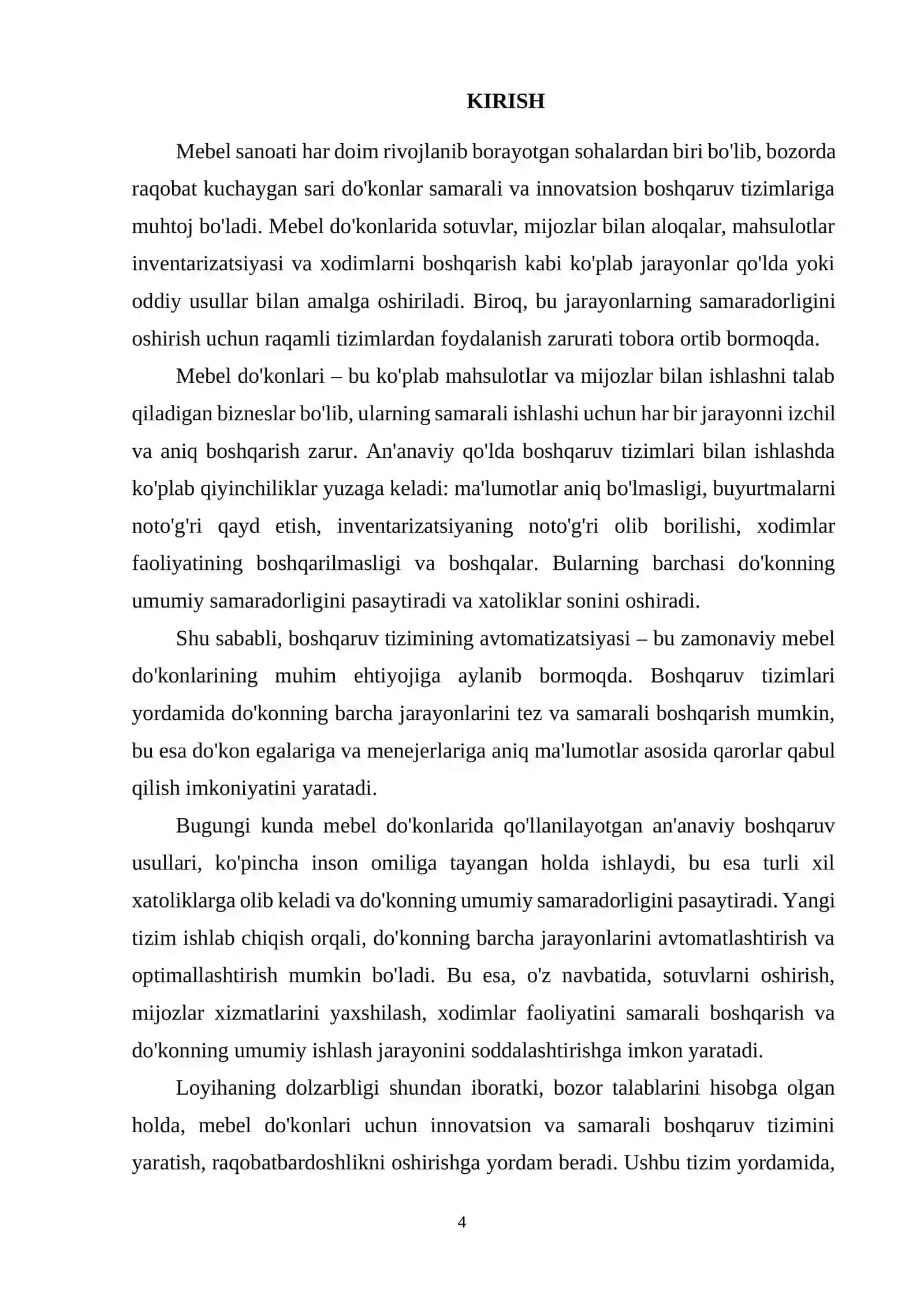 MEBELLAR DO'KONINING BOSHQARUV TIZIMINI YARATISH 4