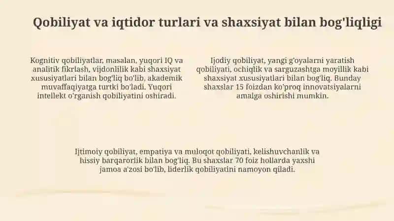 Talant va qobiliyat: Ta'riflar, nazariyalar va turlari 4