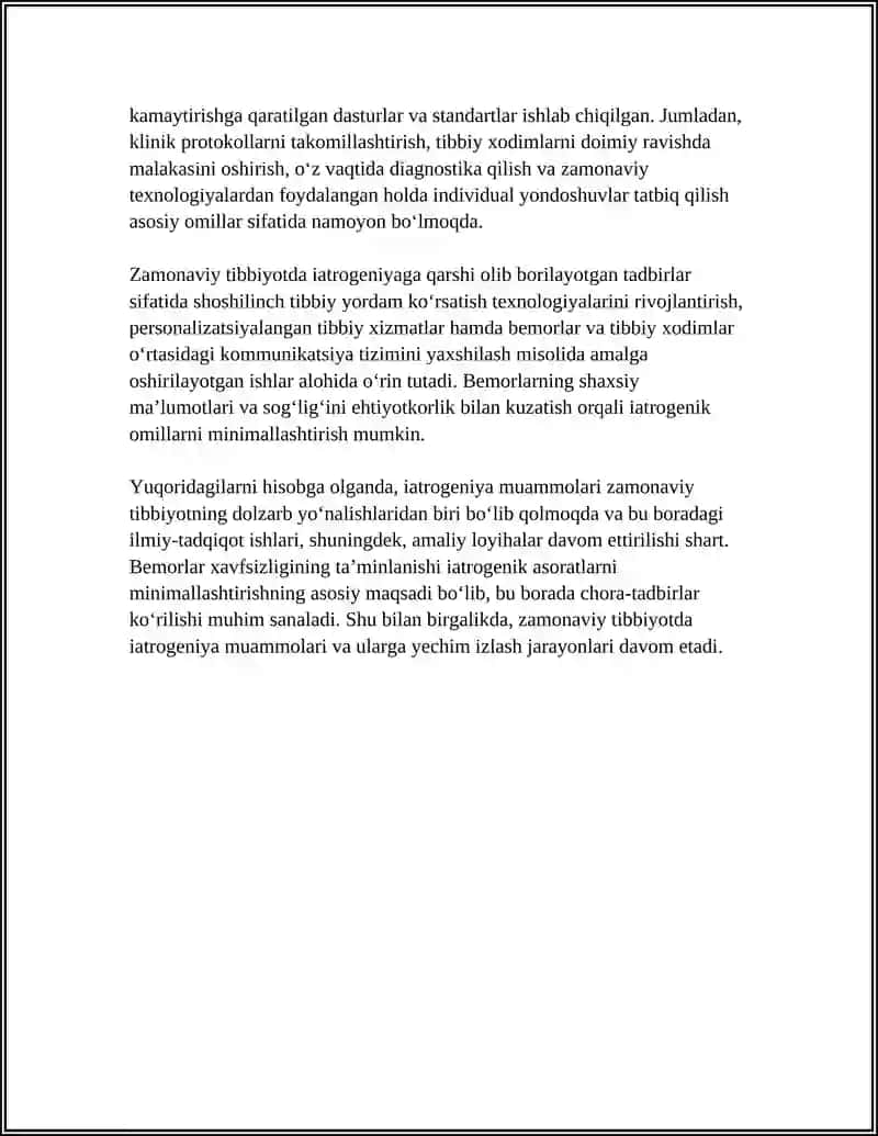 HOZIRGI ZAMON TIBBIYOTIDA YATROGENIYA MUAMMOLARI YATROGENIYA AHAMIYATI DOLZARBLIGI HOZIRGI ZAMONNING AGRESSIV TIBBIYOTI BILAN BOĞLIQLIGI 4