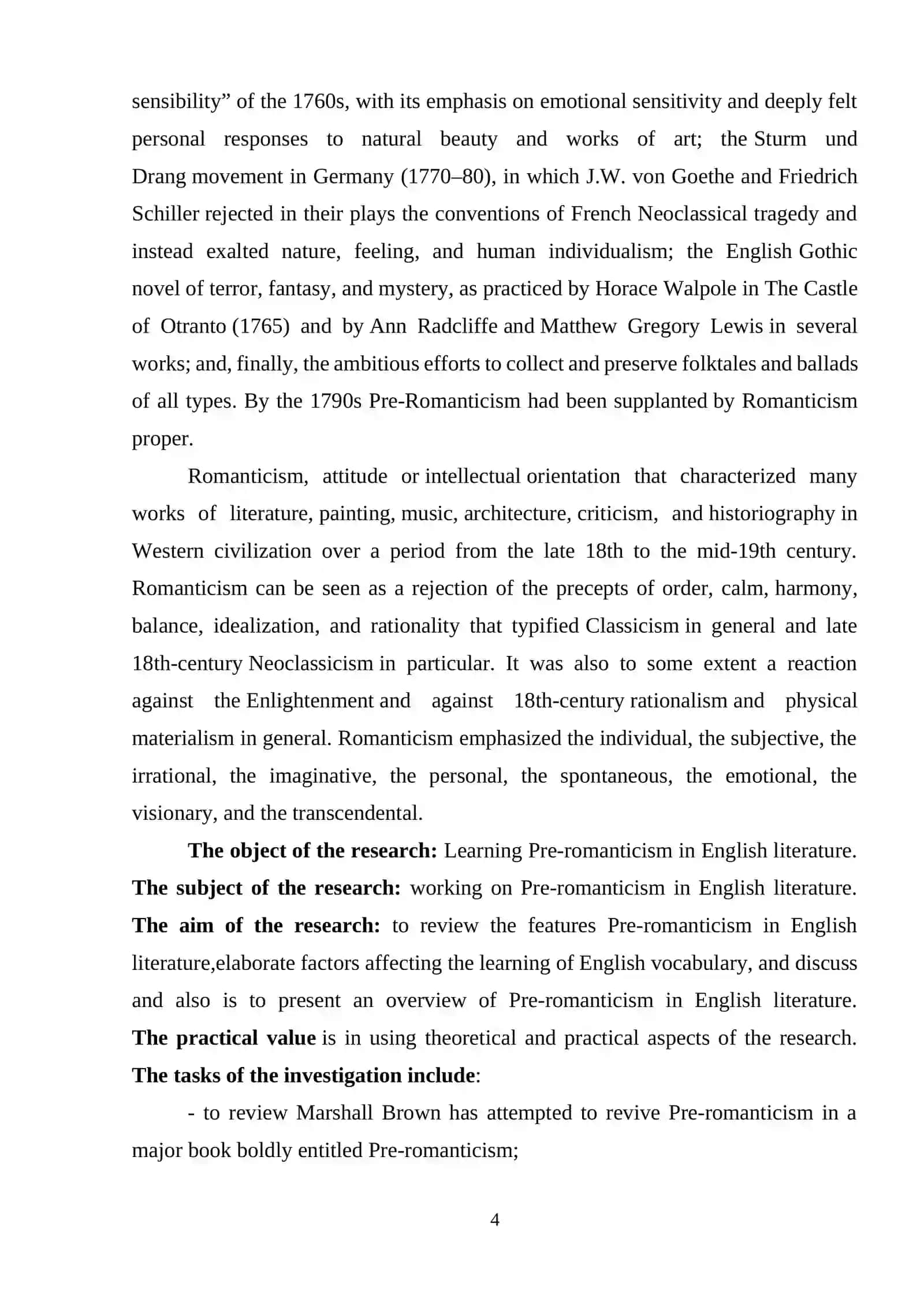 Pre-Romantic Literature Course Work 4