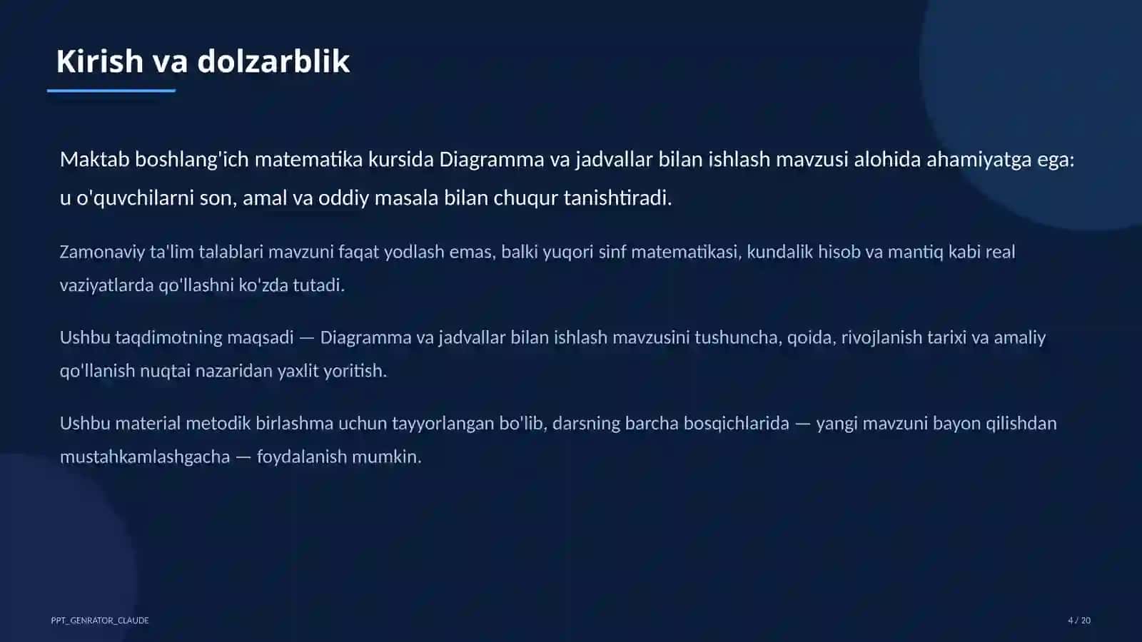 Diagramma va jadvallar bilan ishlash (4-sinf) 4