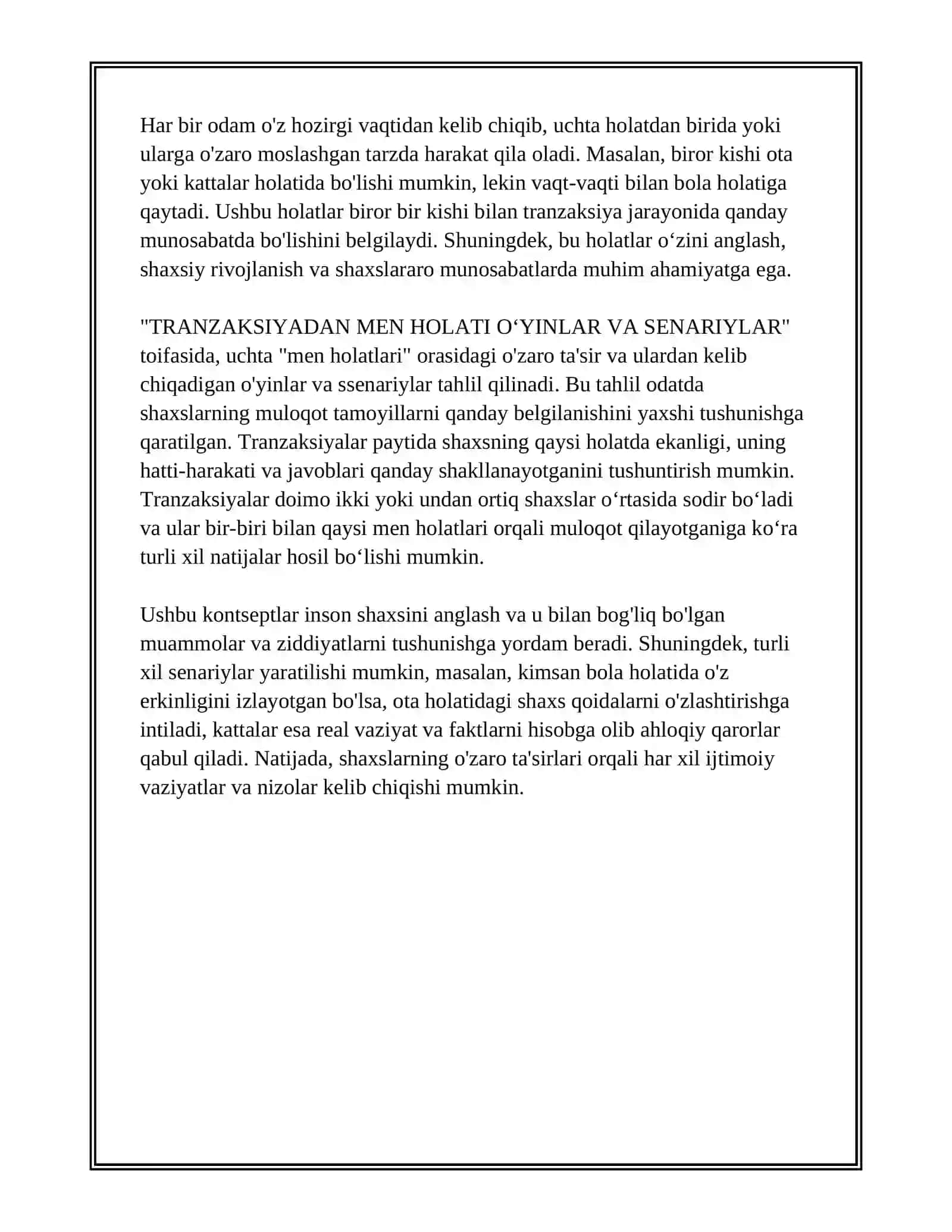 TRANZAKSIYADAN MEN HOLATI OʻYINLAR VA SENARIYLAR 4