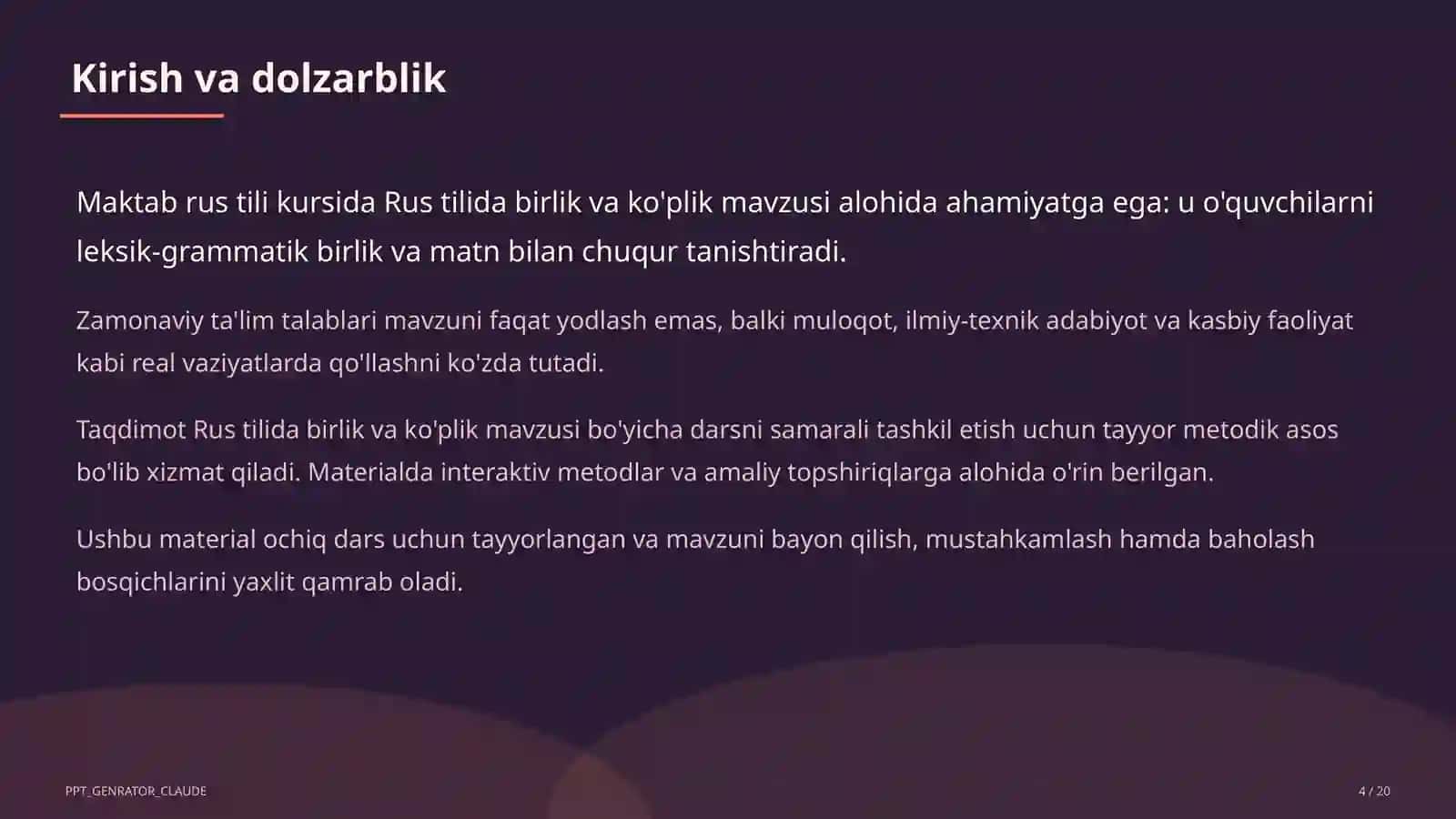 Rus tilida birlik va ko'plik (3-sinf) 4