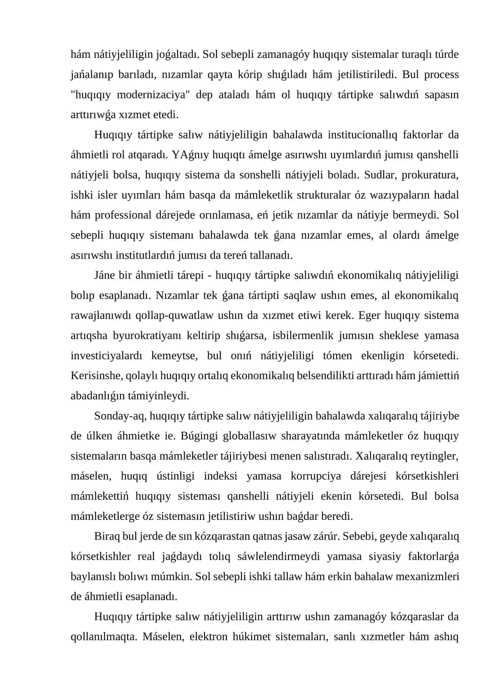 Huqıqıy tártipke salıw nátiyjeliligin bahalaw kriteriyaları: muǵdar hám sapa kórsetkishleri 4