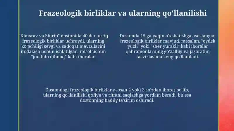 Xusrav va Shirin dostonining til xususiyatlari 4