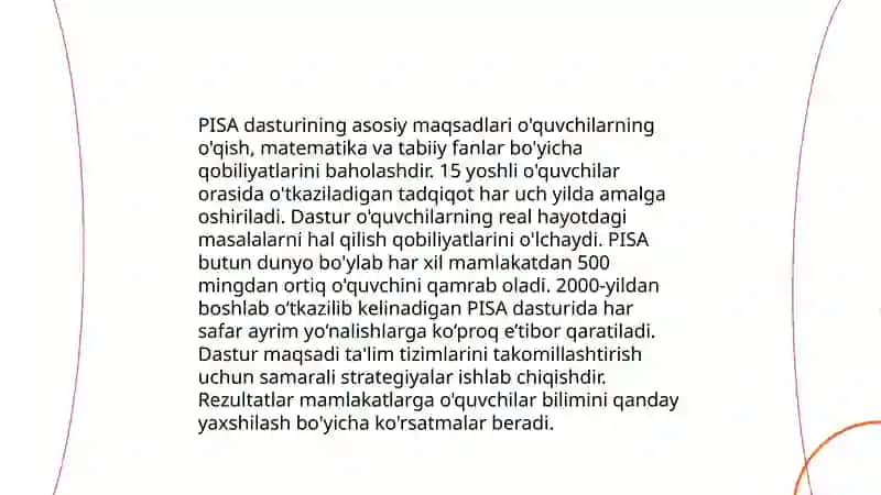 PISA xalqaro baholash dasturi va mazmun mohiyati 4