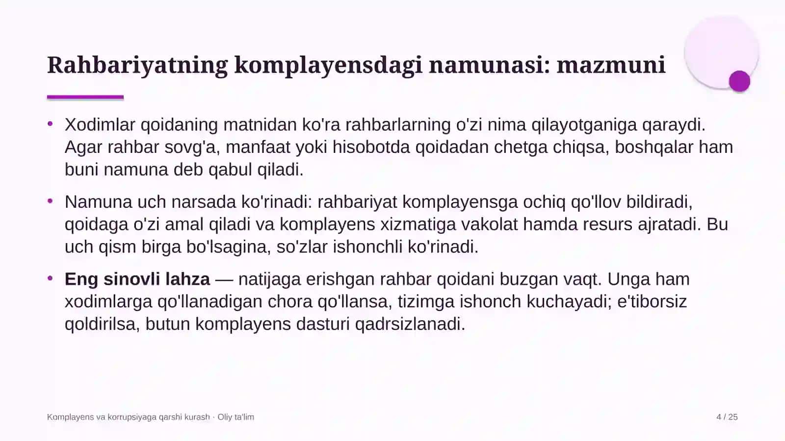 Daryo transportida yuqori rahbariyatning komplayensdagi namunasini ta'minlash 4
