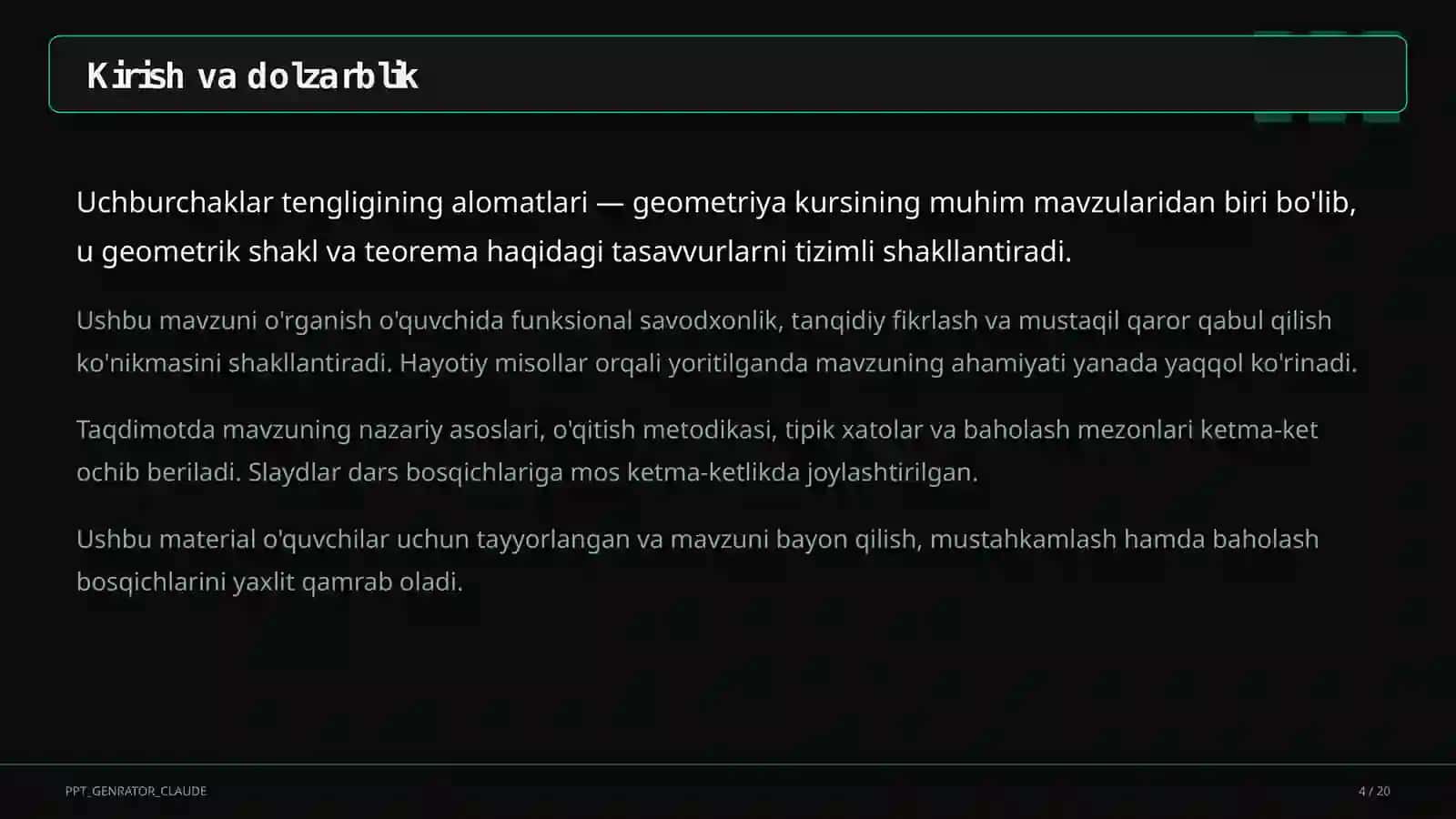 Uchburchaklar tengligining alomatlari (7-sinf) 4