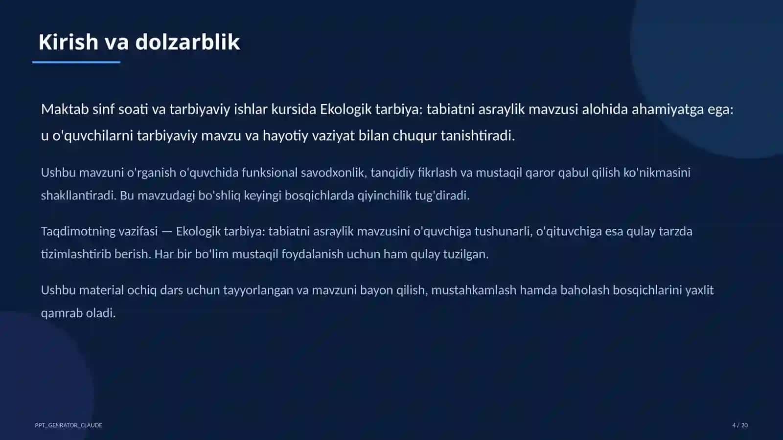Ekologik tarbiya: tabiatni asraylik 4