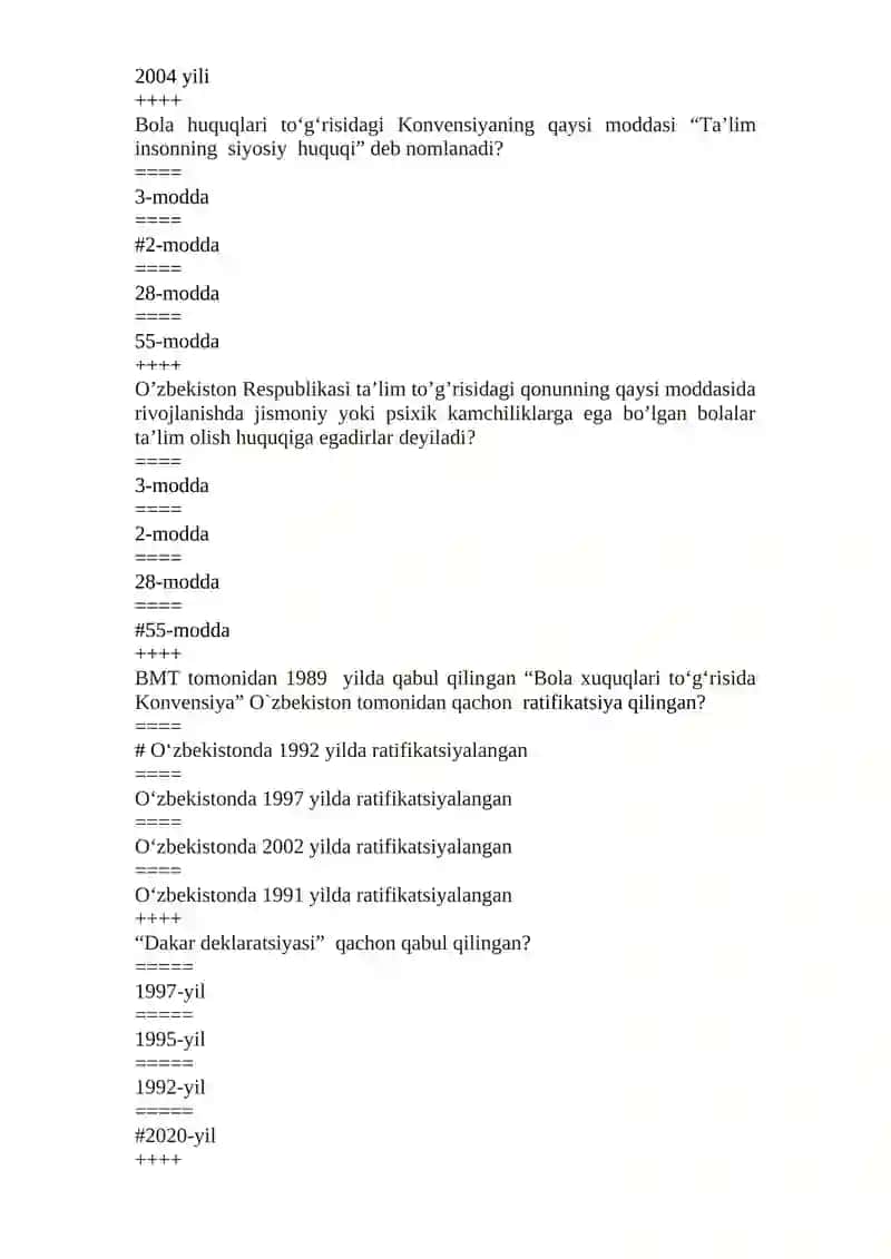 Inkluziv ta`lim. Gospital pedagogika fanidan testlar 4