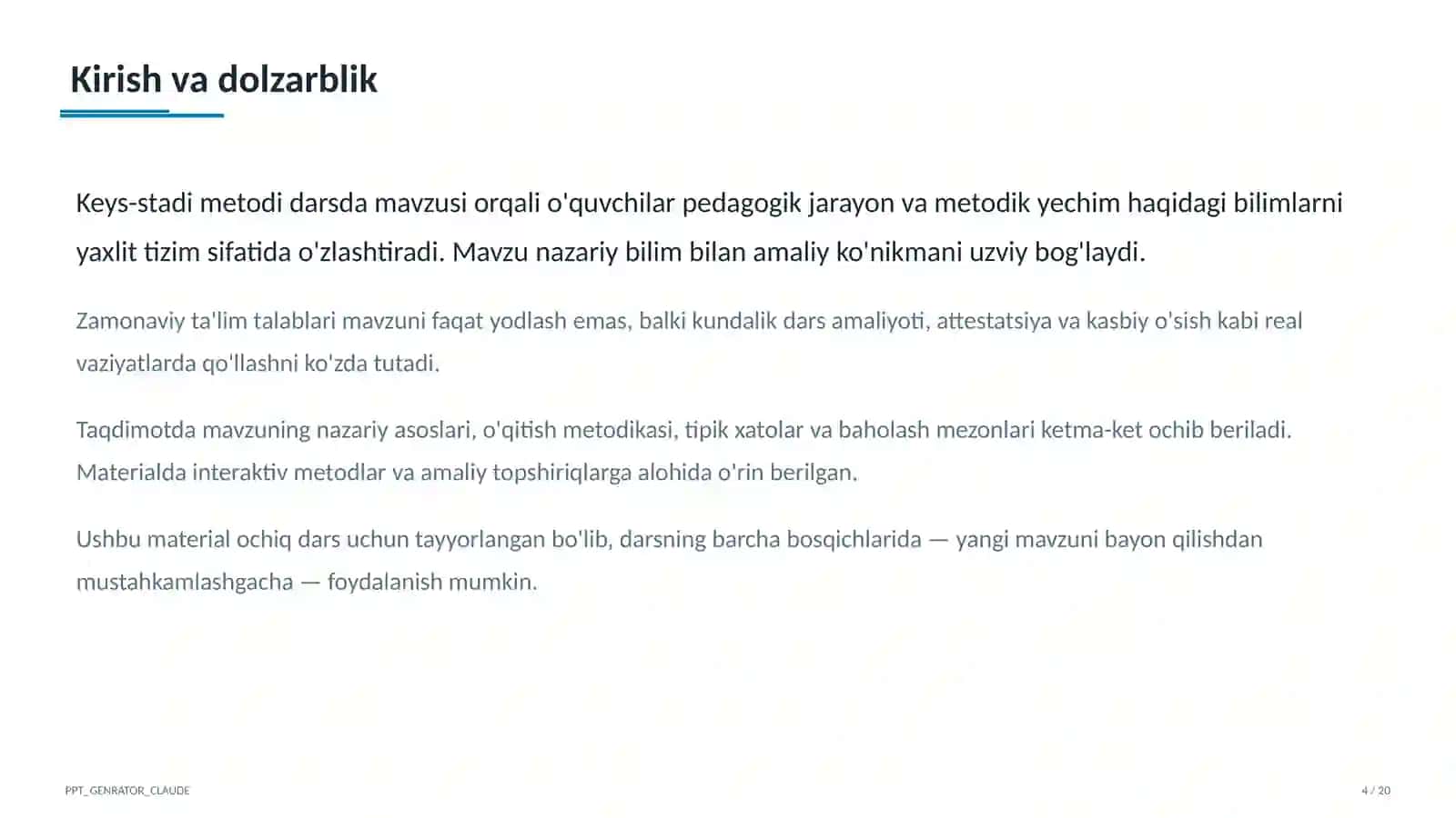 Keys-stadi metodi darsda 4