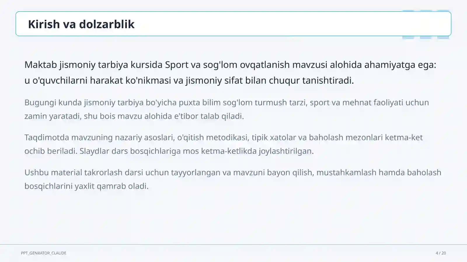 Sport va sog'lom ovqatlanish (8-sinf) 4