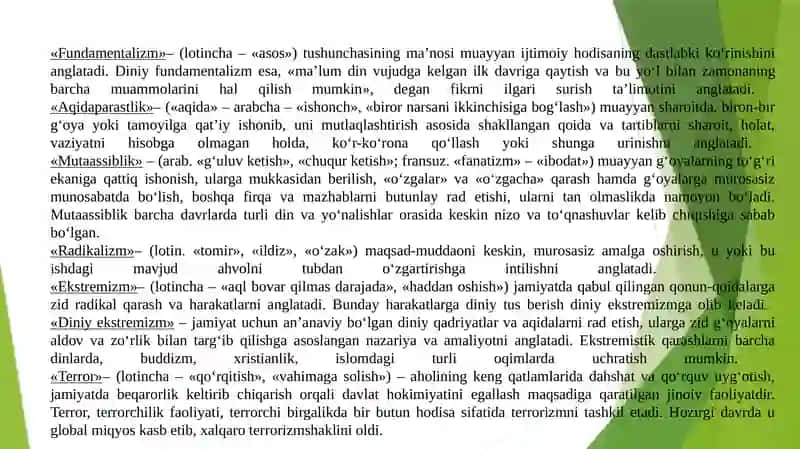 DINIY FUNDAMENTALIZM, RADIKALIZM VA TERRORIZMNING TARIXI VA YO`NALISHLARI. 4
