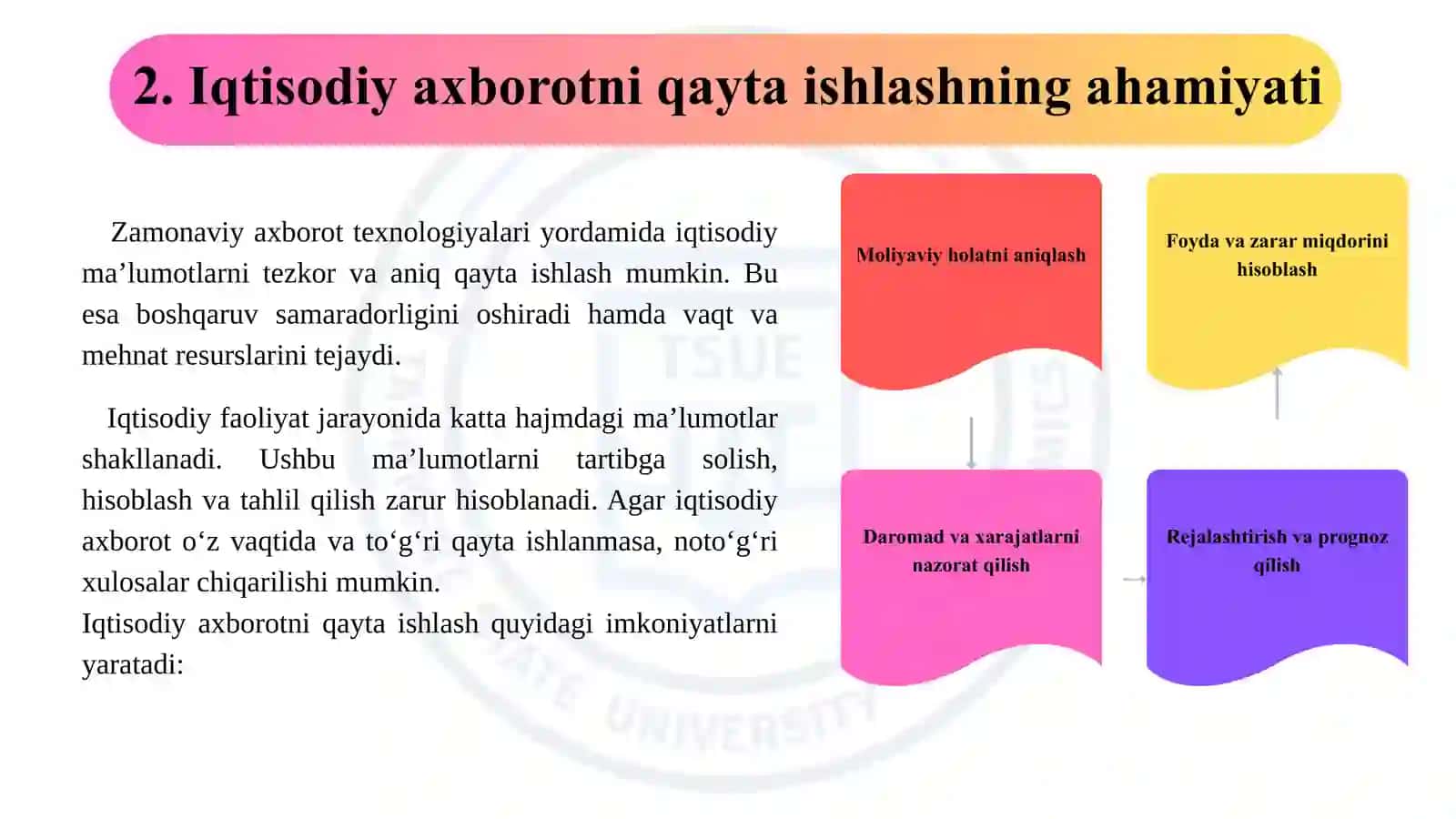 Iqtisodiy axborotlarni qayta ishlashda elektron jadval muharrirlaridan foydalanish 4
